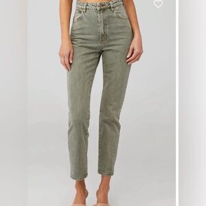 Rollas dusters high rise slim jeans green